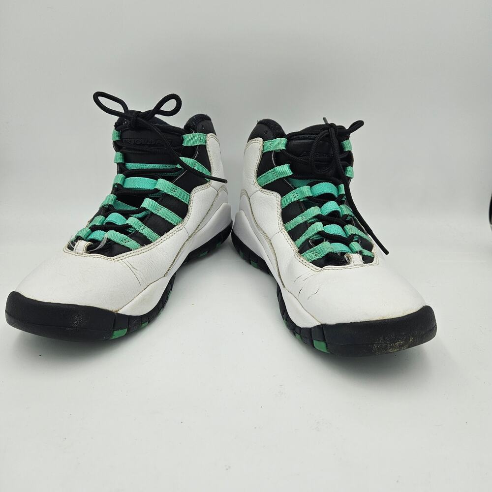 Nike Air‎ Jordan 10 Retro Verde White Green Sneakers Youth 6Y Fair Condition
